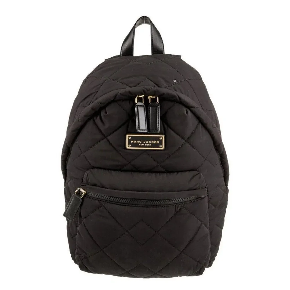 marc jacobs Authentic Solid Black  nylon quilted backpack